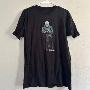 Bernie Sanders Cold Mittens Meme Black Short Sleeve T-Shirt Casual XL